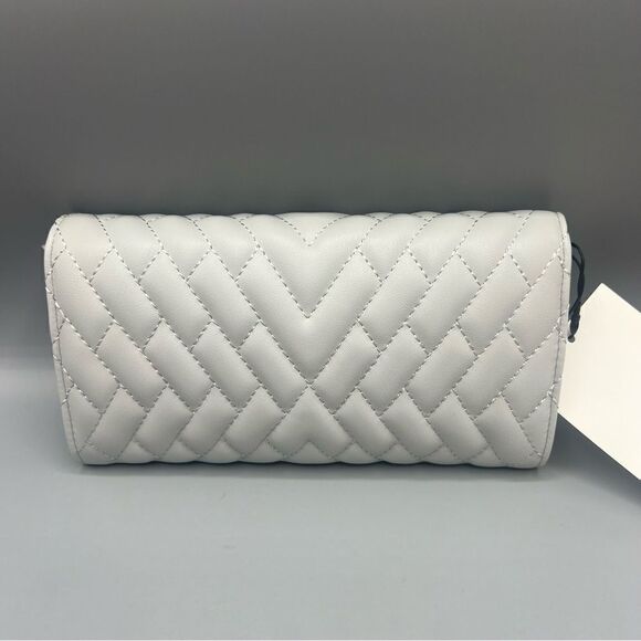 Zara Silver Quilted Crossbody Gold Chain Wallet New - Picture 3 of 6